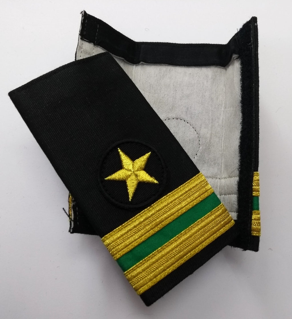 Naval Officers Style Shoulder Slides Boards Gold Lace on Navy Hook & Loop British Made 1 Pair