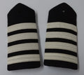 Officers Rank 4 Bar Shoulder Boards Epaulettes Black with Silver Stripes British Made 1 Pair