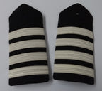 Officers Rank 4 Bar Shoulder Boards Epaulettes Black with Silver Stripes British Made 1 Pair