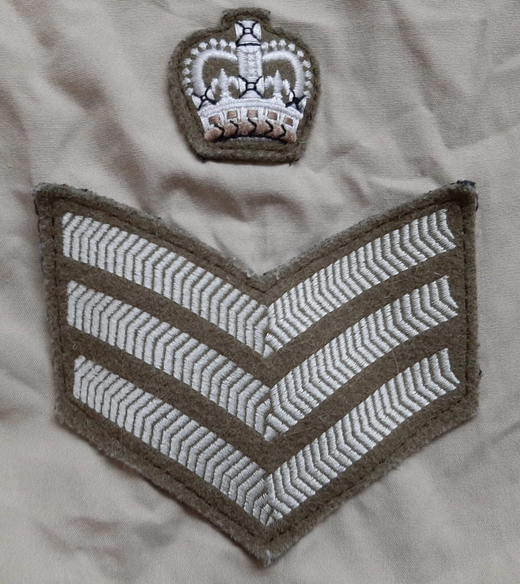British Army No2 FAD Shirt Long Sleeve Fawn With Assorted Chevrons / Patches / Badges