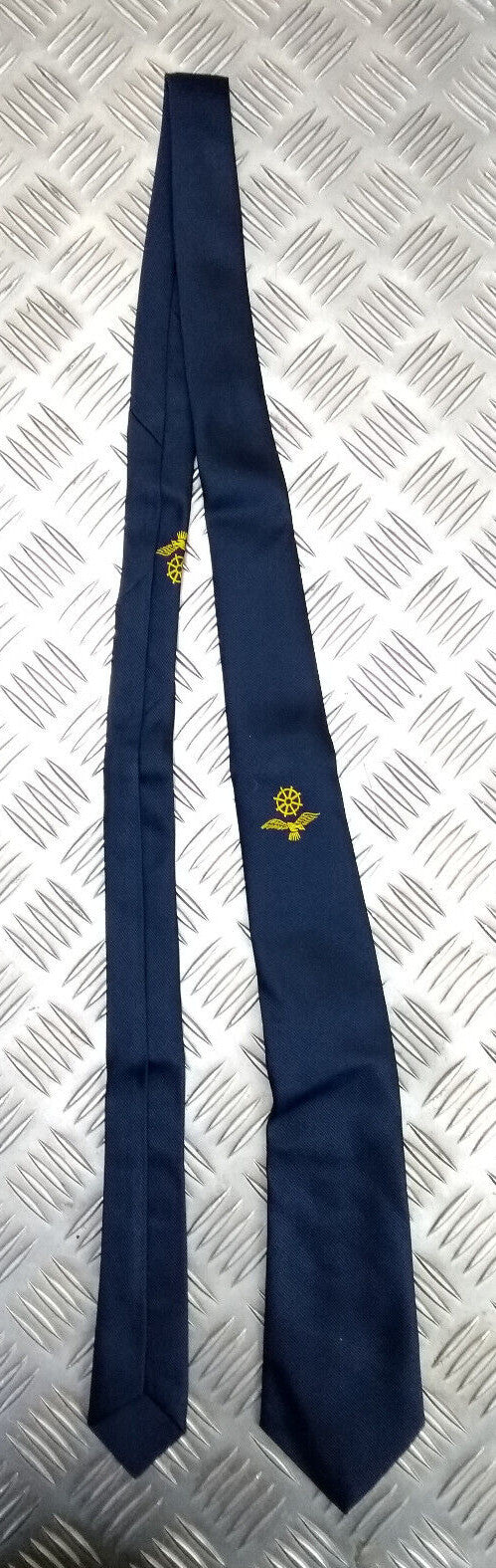 Navy Blue Polyester Tie with Swooping Eagle & Ship's Wheel Made in England - NEW