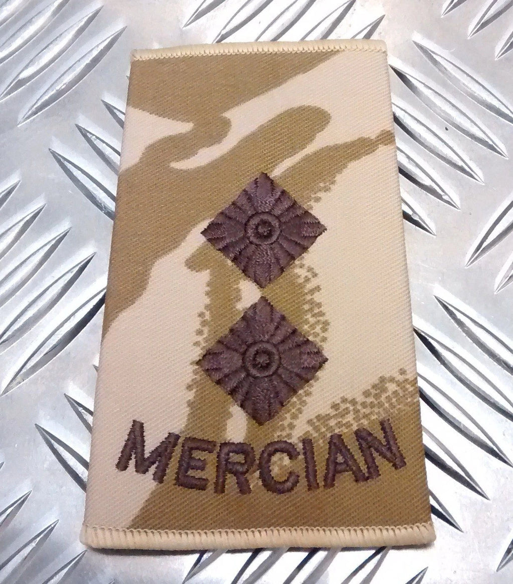 Genuine British Army Desert Camo Mercian Rank Slide Various Ranks