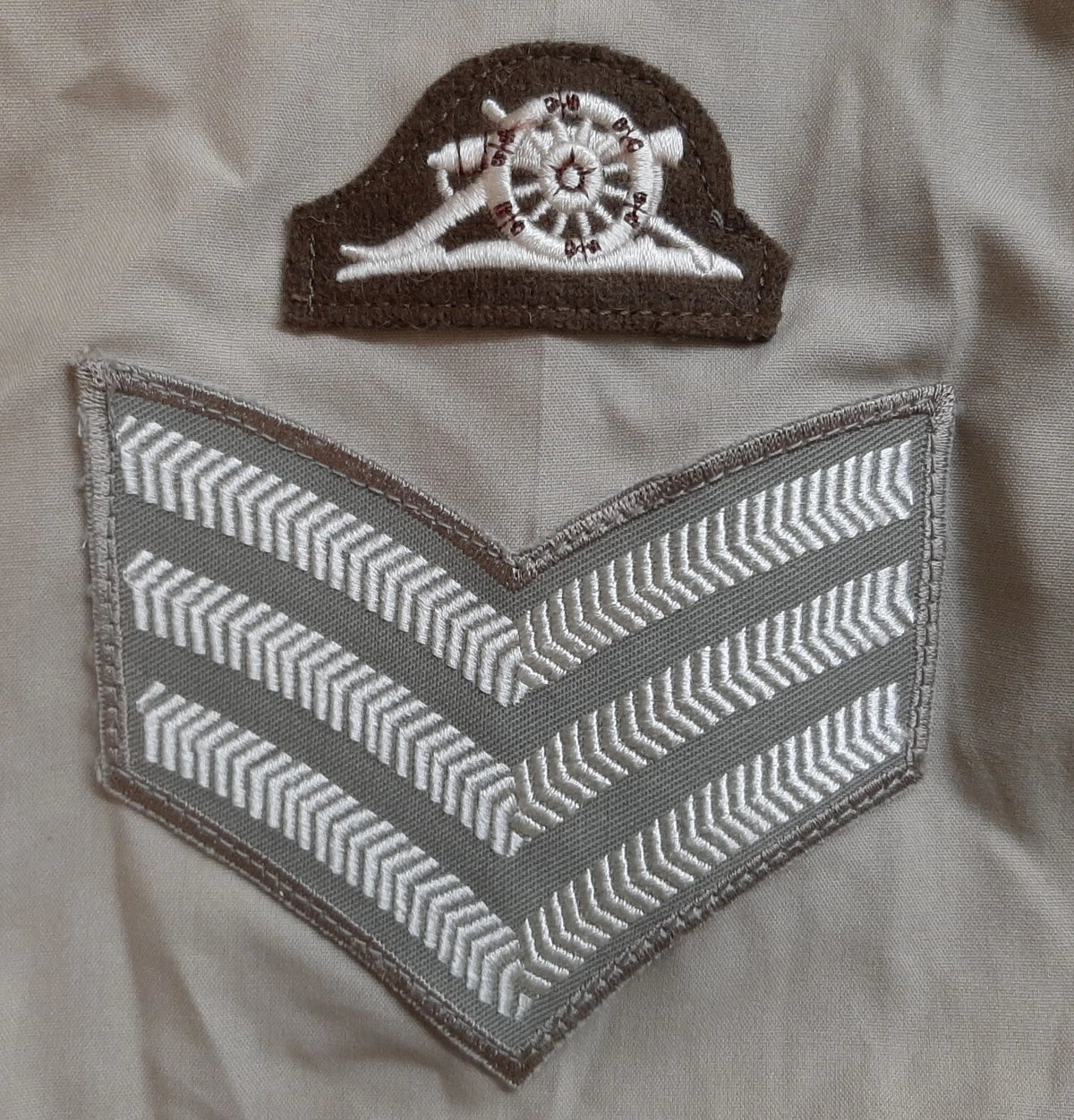 British Army No2 FAD Shirt Long Sleeve Fawn With Assorted Chevrons / Patches / Badges
