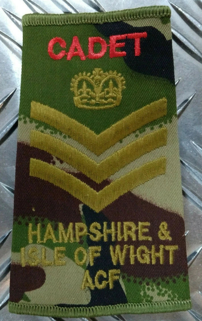 Army Rank Slide Hampshire & Isle of Wight IOW ACF Woodland DPM Camo