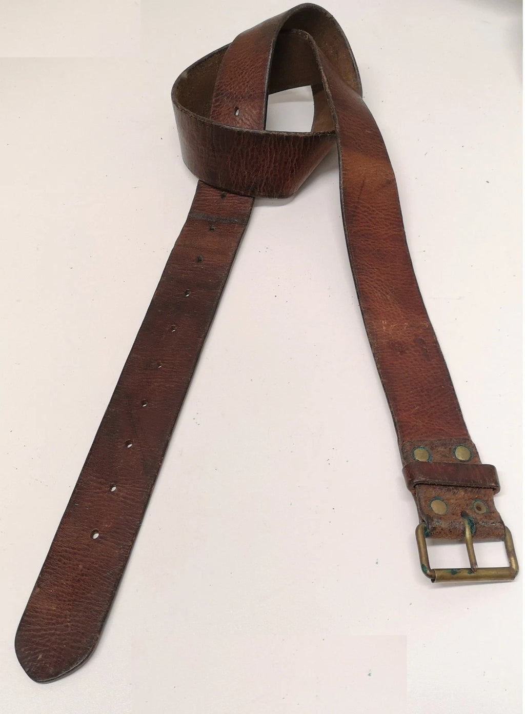 Swedish Army Unique Vintage Brown Leather Trouser Belt - All Sizes Lot2