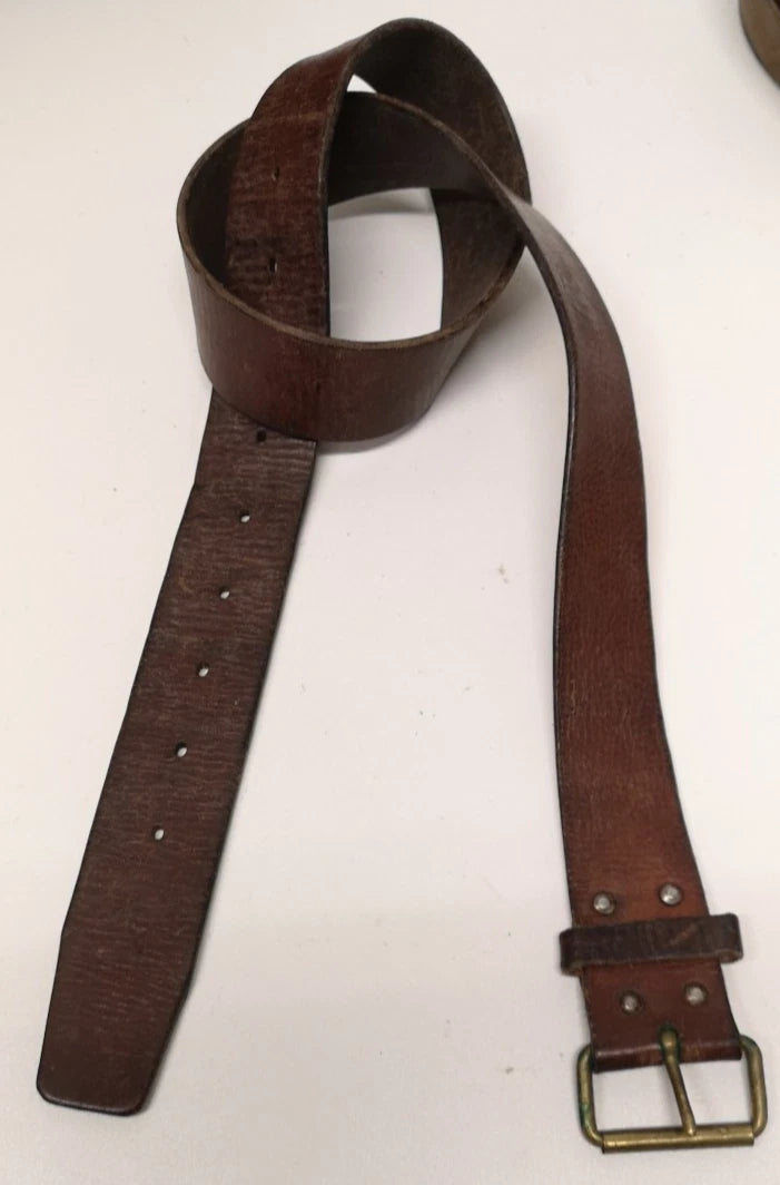 Swedish Army Unique Vintage Brown Leather Trouser Belt - All Sizes Lot1
