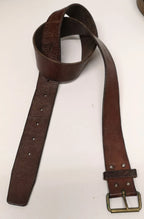 Swedish Army Unique Vintage Brown Leather Trouser Belt - All Sizes Lot1