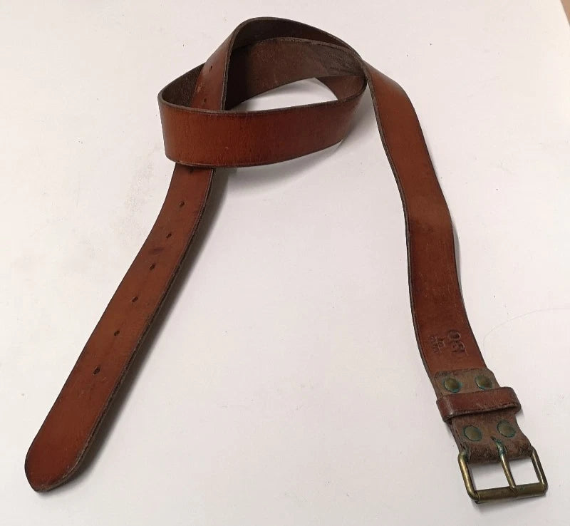 Swedish Army Unique Vintage Brown Leather Trouser Belt - All Sizes Lot1