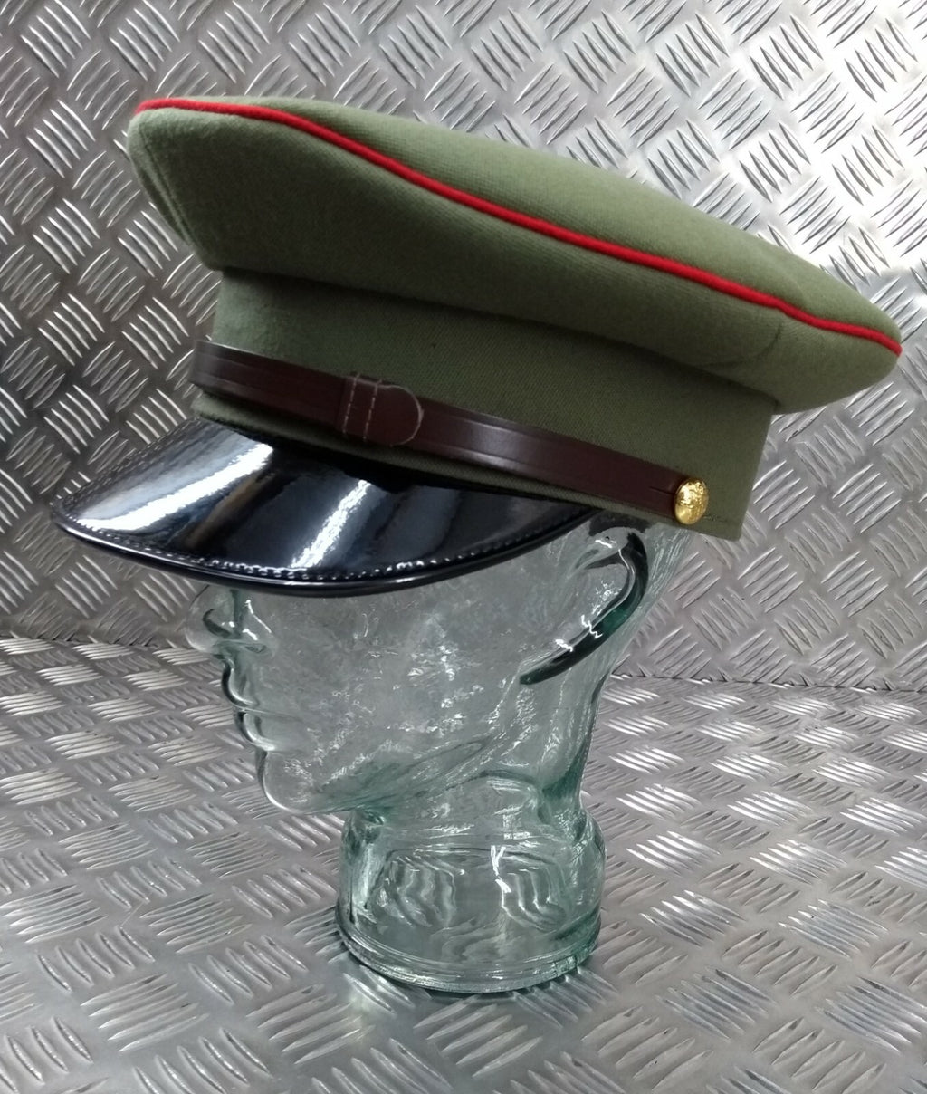 Ugandan Army Officers Peaked Cap 2nd Lt to Captain Ceremonial Parade Dress Hat Light Green 52cm - NEW