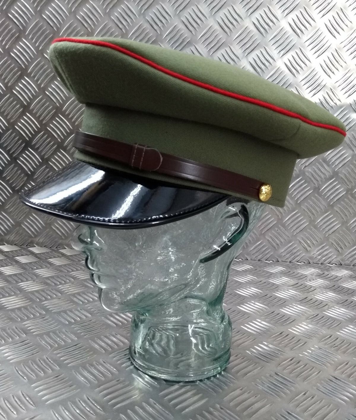 Ugandan Army Officers Peaked Cap 2nd Lt to Captain Ceremonial Parade Dress Hat Light Green 52cm - NEW