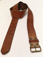 Swedish Army Unique Vintage Brown Leather Trouser Belt - All Sizes Lot2