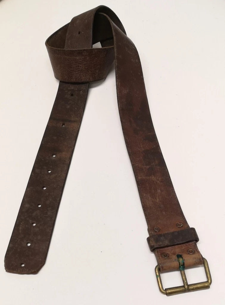 Swedish Army Unique Vintage Brown Leather Trouser Belt - All Sizes Lot2