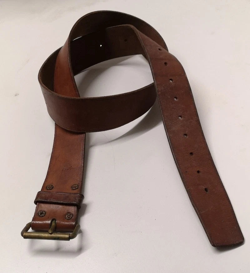 Swedish Army Unique Vintage Brown Leather Trouser Belt - All Sizes Lot2