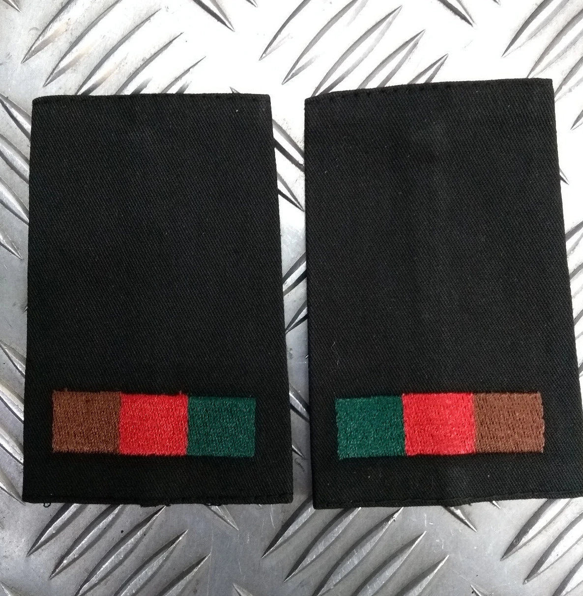 Royal Tank Regiment RTR Black Rank Slides Genuine British, Pairs