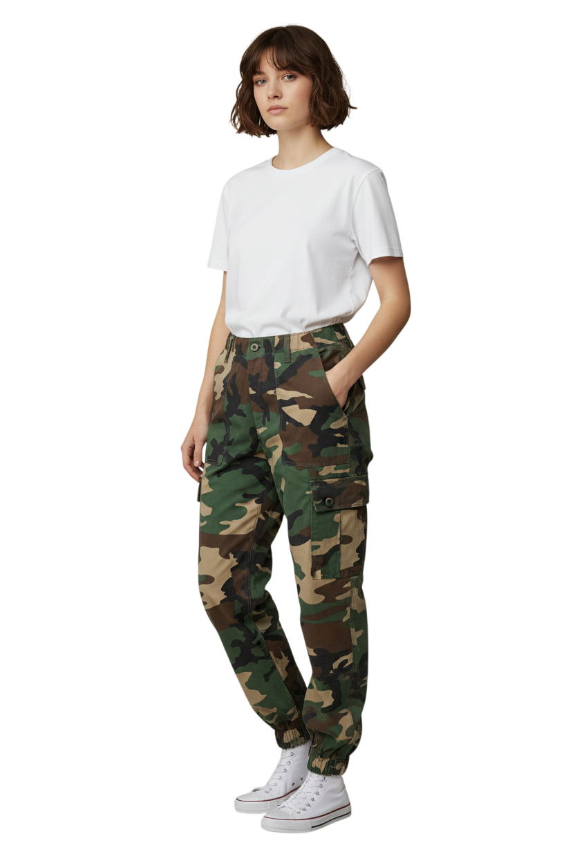 Woodland Camo Trousers Military Style Combat / Field Army Pants 28"