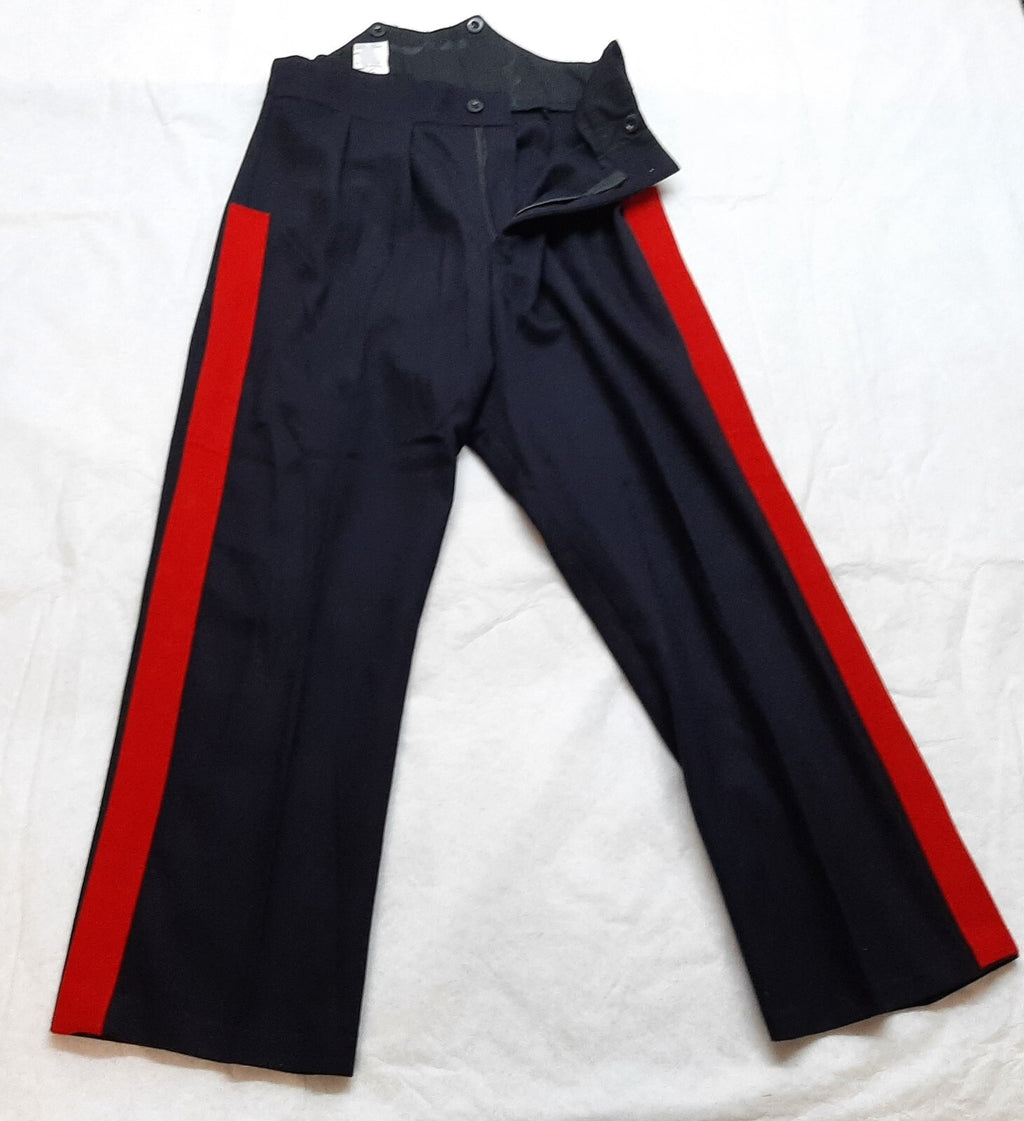 British Army No1 Dress Trousers Blues All Ranks 4.3cm Red Stripe Zip Front Waist 32"