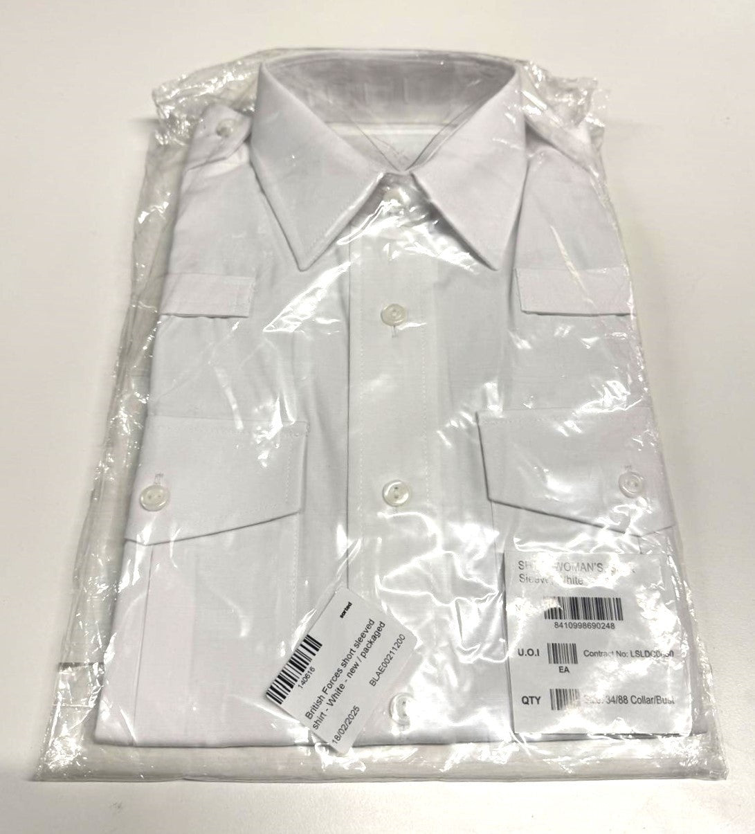 British Issue White Uniform Shirt Radio Loops Mens & Womens Long or Short Sleeve Genuine MoD - Assorted Sizes