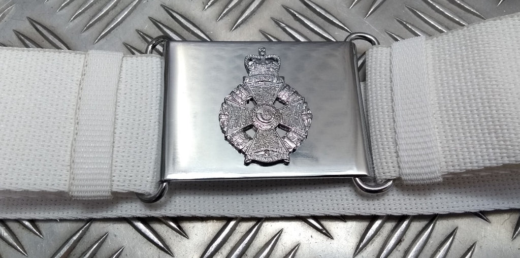 The Rifles Regiment White Courlene Parade Belt & Chrome Insignia Buckle British Issue Max 42"