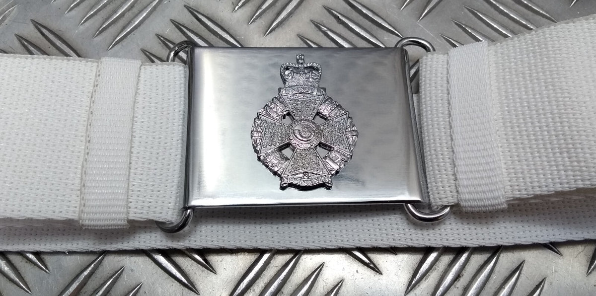 The Rifles Regiment White Courlene Parade Belt & Chrome Insignia Buckle British Issue Max 42"