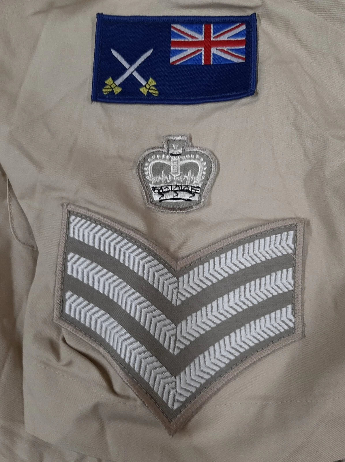 British Army No2 FAD Shirt Long Sleeve Fawn With Assorted Chevrons / Patches / Badges