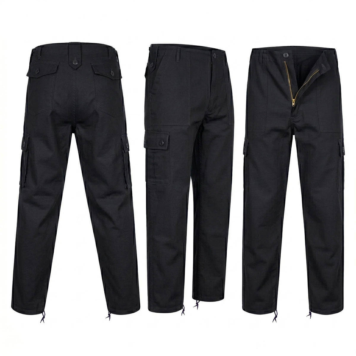 Black Cargo Trousers Military Style Combat / Field Army Pants Assorted Sizes