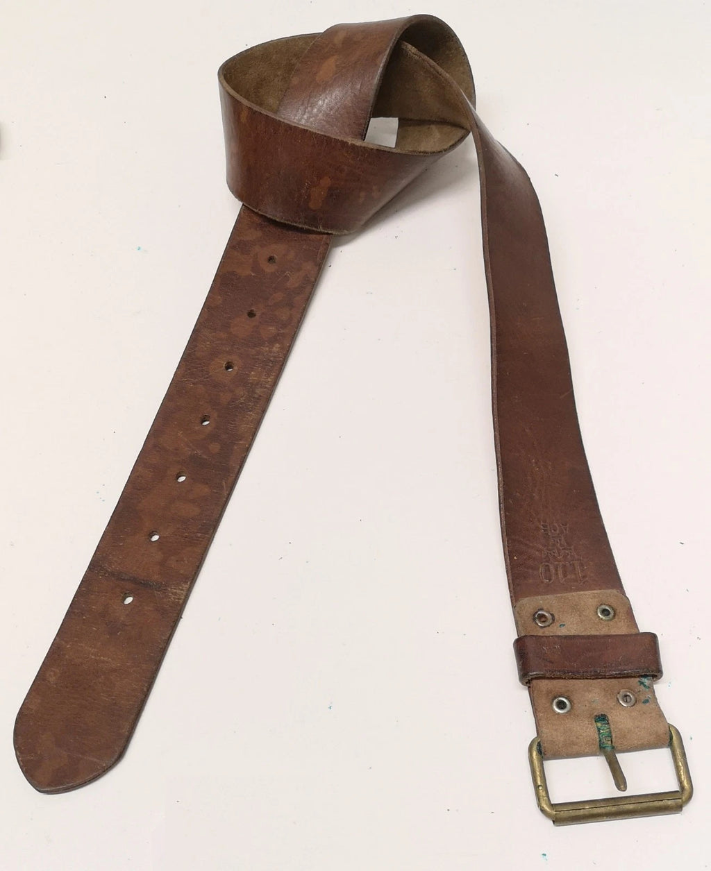 Swedish Army Unique Vintage Brown Leather Trouser Belt - All Sizes Lot2