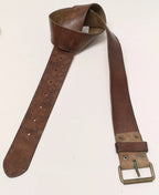 Swedish Army Unique Vintage Brown Leather Trouser Belt - All Sizes Lot2