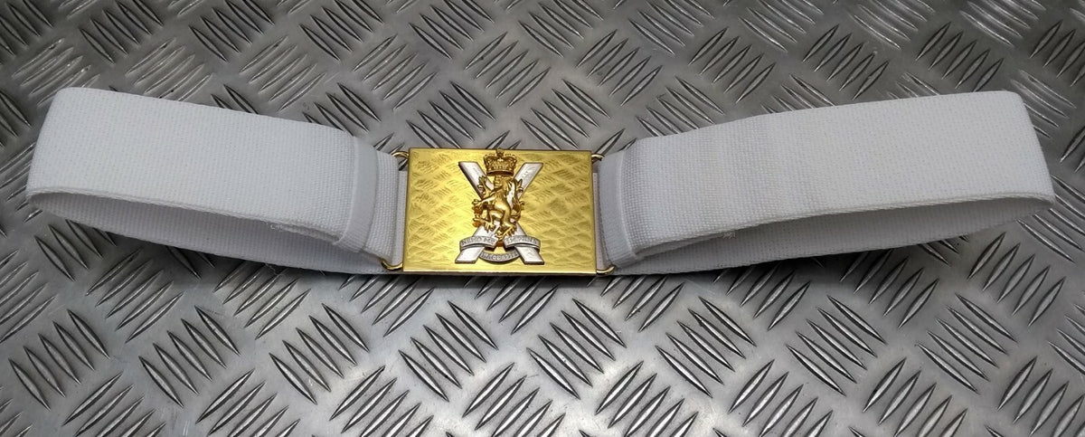 Royal Regiment of Scotland White Courlene Parade Belt Insignia Buckle Army Issue Adjustable Max 32"