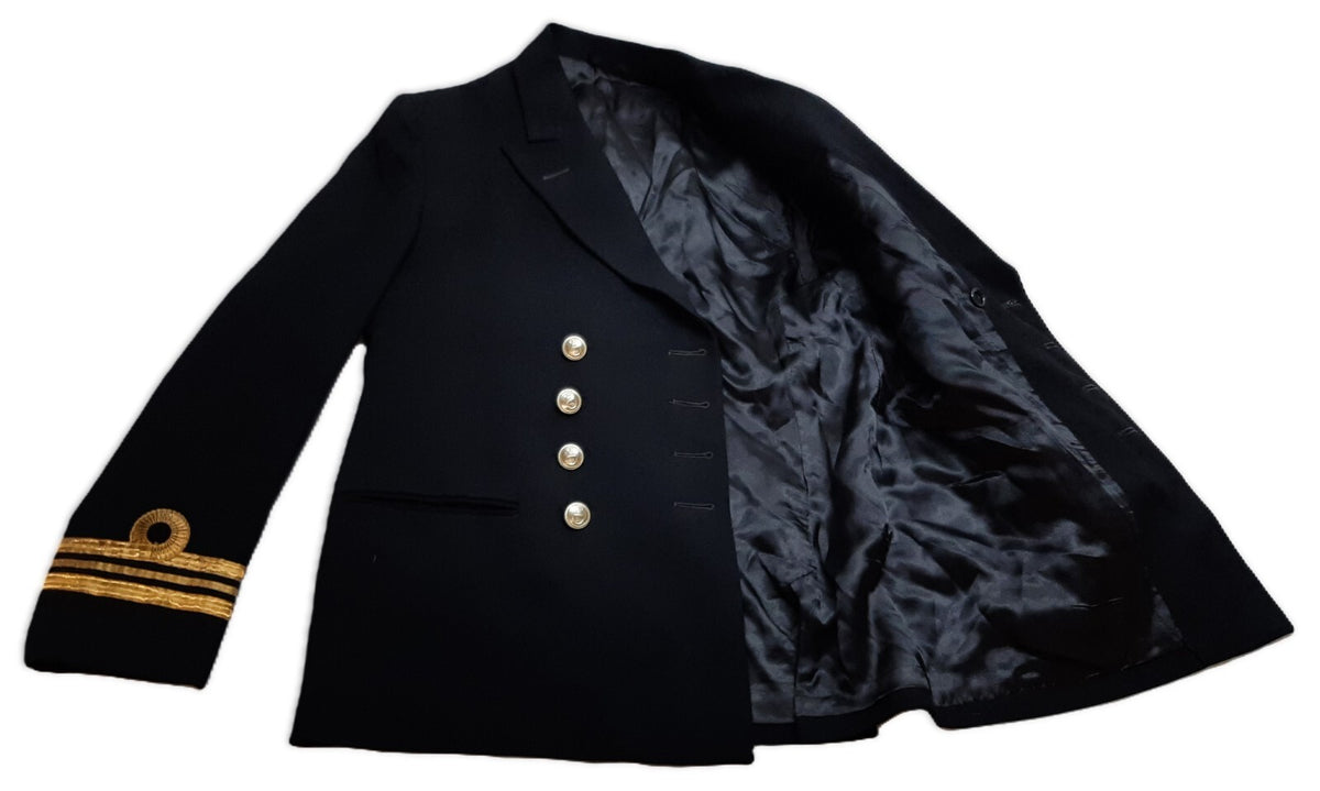 Royal Navy No1 Officers Dress Jacket Lieutenant Commander Rank Curls & Medal Bar British Naval 42in Chest