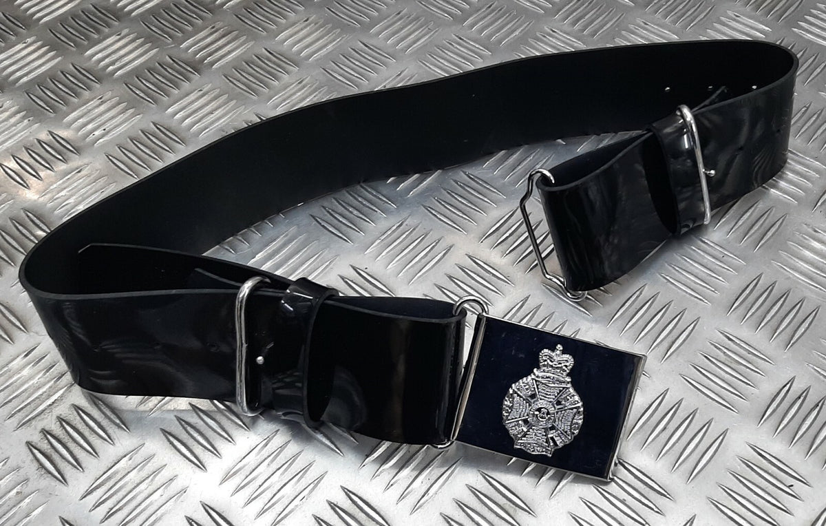 The Rifles British Army Ceremonial Parade Belt Black PVC with Insignia Plate Buckle Max 36"