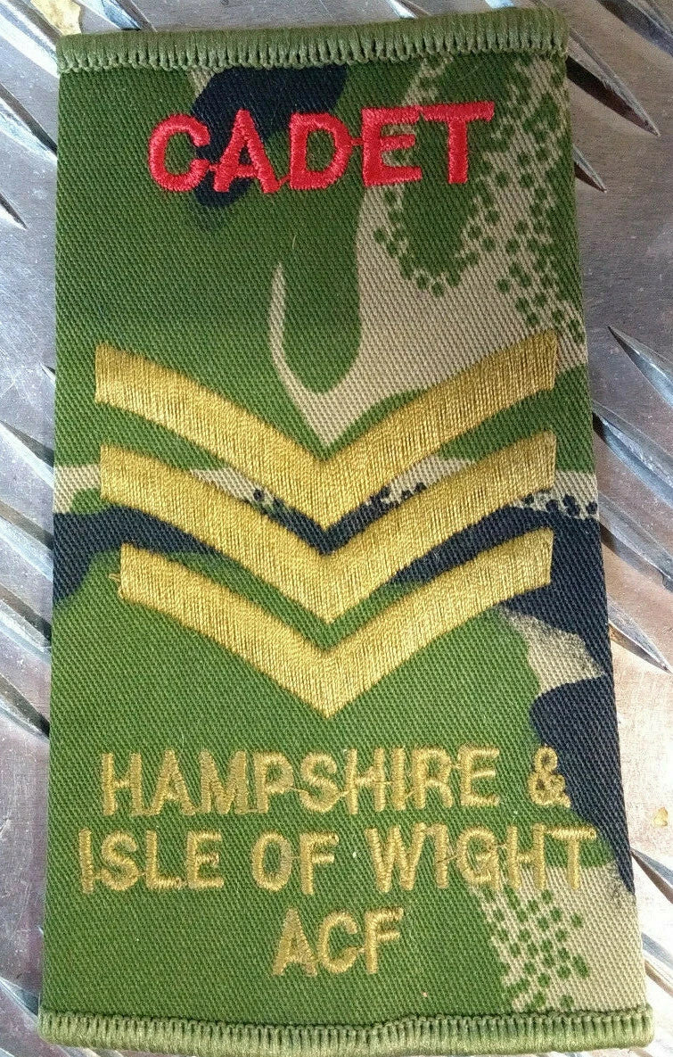 Army Rank Slide Hampshire & Isle of Wight IOW ACF Woodland DPM Camo