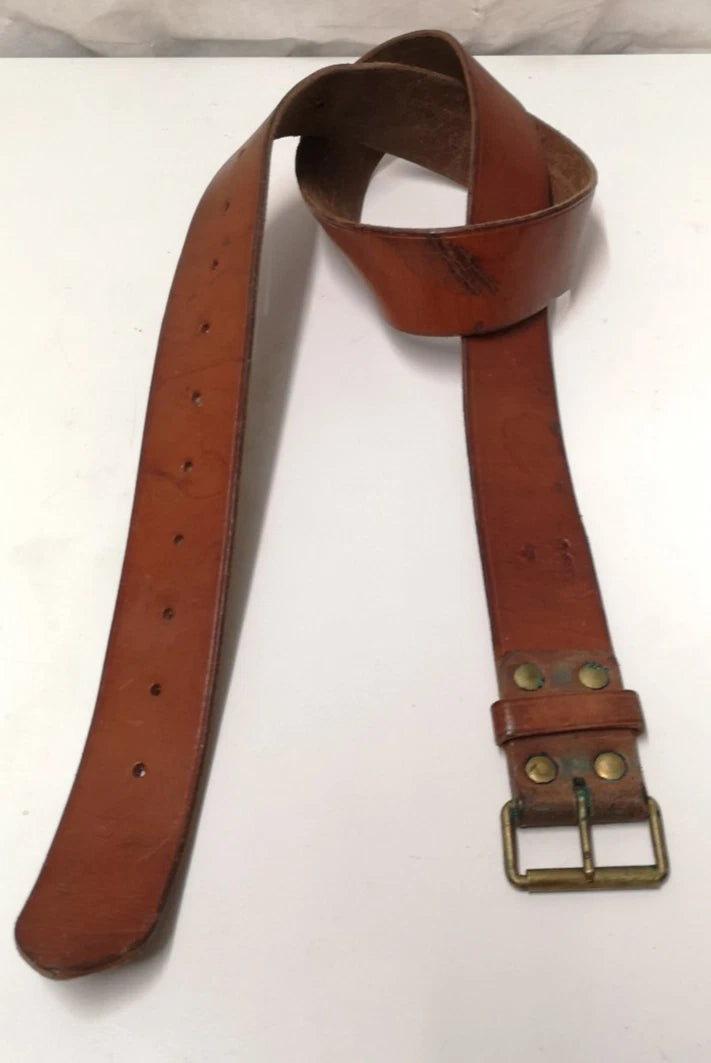 Swedish Army Unique Vintage Brown Leather Trouser Belt - All Sizes Lot1