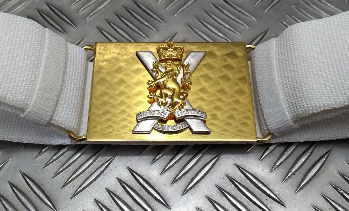 Royal Regiment of Scotland White Courlene Parade Belt Insignia Buckle Army Issue Adjustable Max 32"