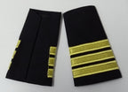 Officers Shoulder Slides 3 Bars Light Gold on Black Naval & Pilot Style Epaulettes 1 Pair