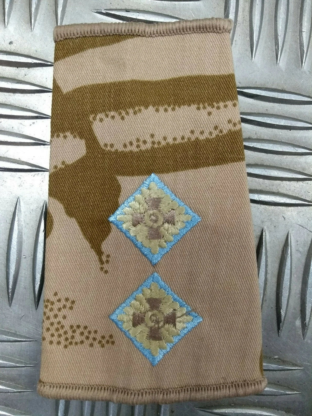 Desert Camo Light Blue edged Rank Slides Genuine British Army
