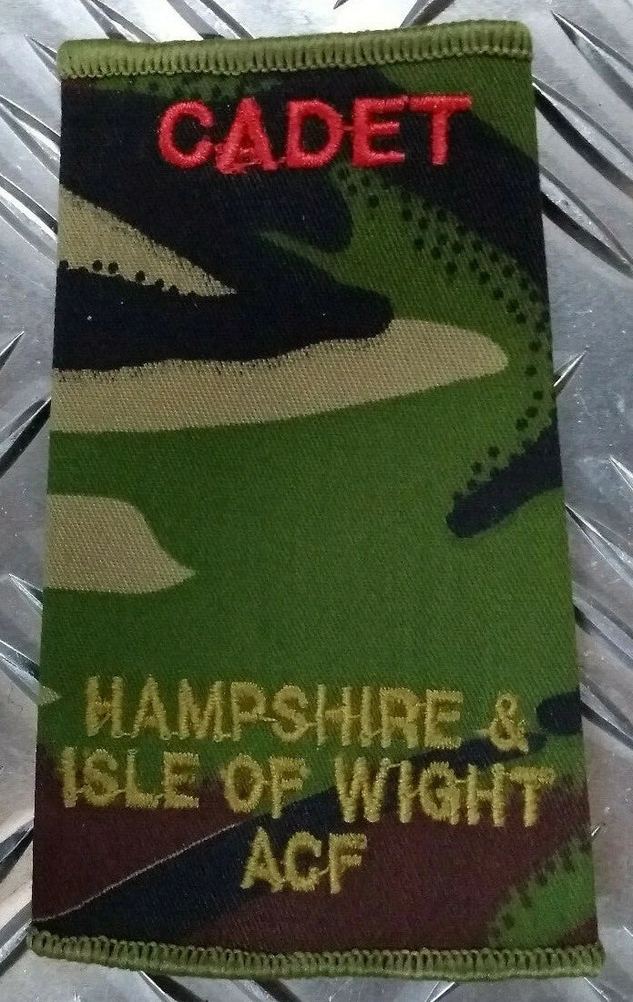 Army Rank Slide Hampshire & Isle of Wight IOW ACF Woodland DPM Camo