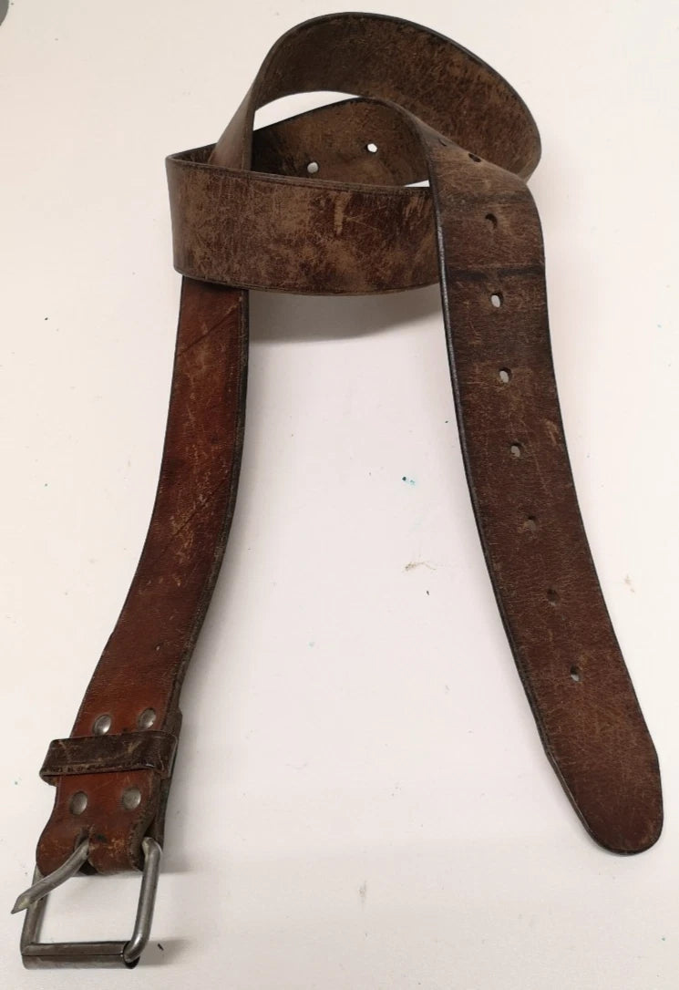 Swedish Army Unique Vintage Brown Leather Trouser Belt - All Sizes Lot1