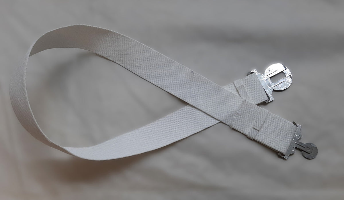 SASC Small Arms School Corps White Courlene Belt with Locket Insignia Buckle British Max 48"