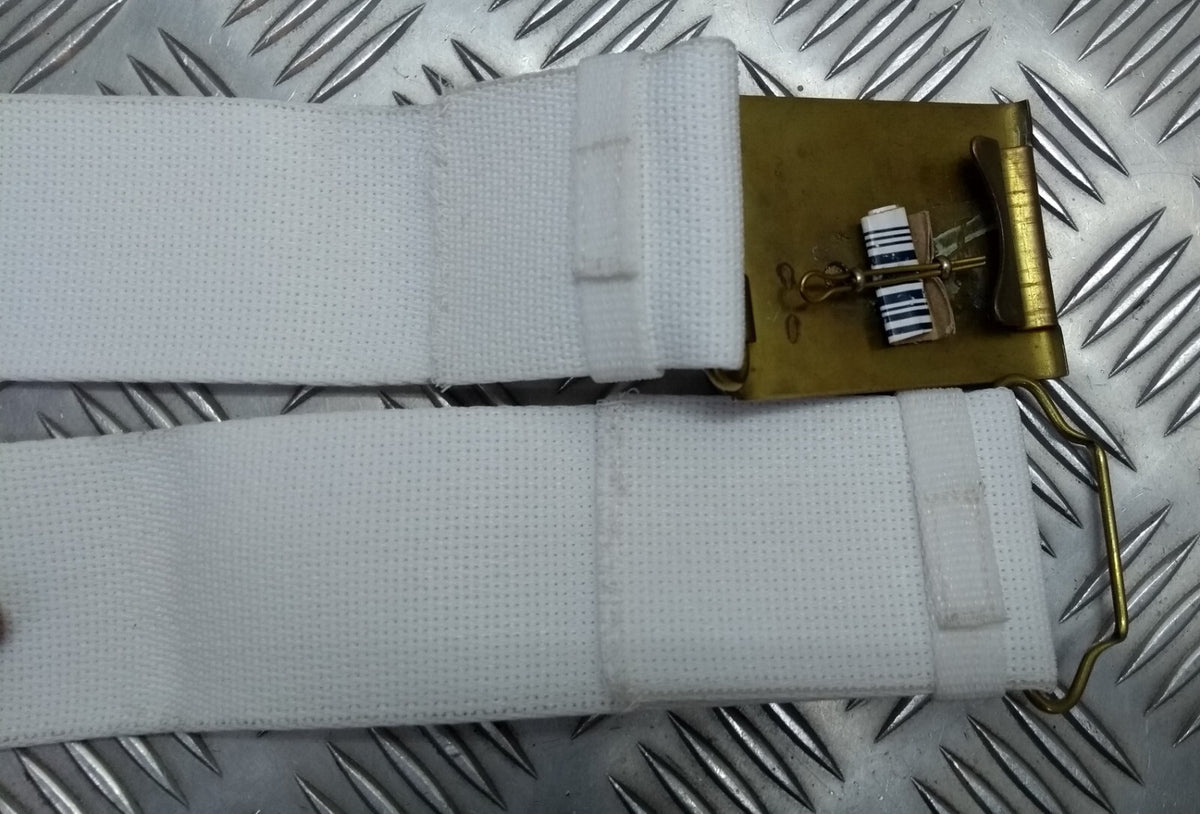 KRH King's Royal Hussars White Courlene Parade Belt with Brass Insignia Plate Buckle British Issue