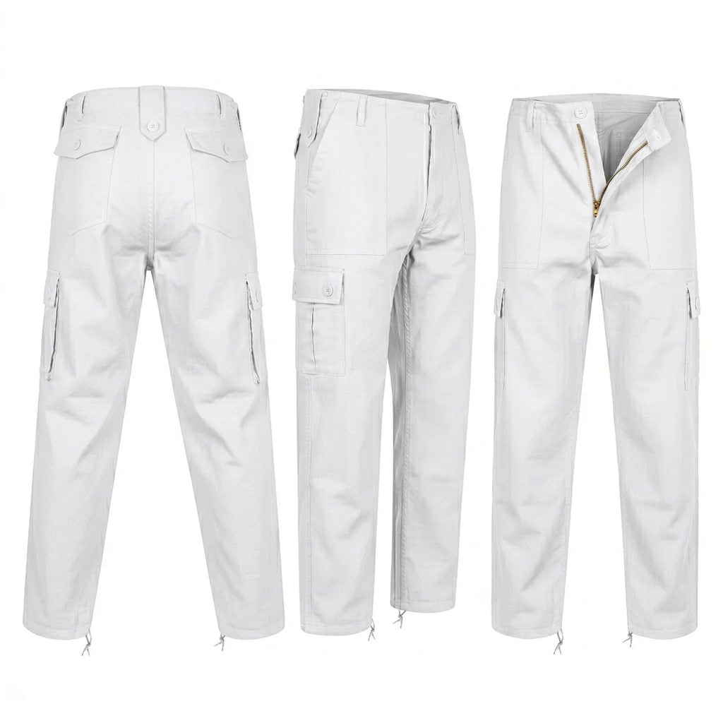 White Cargo Trousers Military Style Combat / Field Army Pants Waist 44"