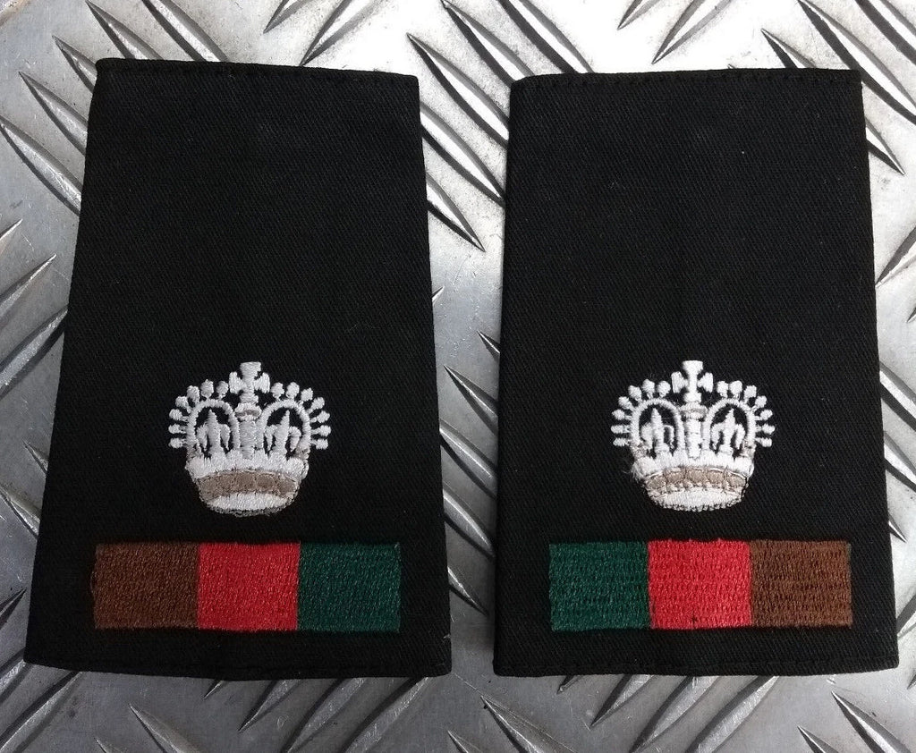 Royal Tank Regiment RTR Black Rank Slides Genuine British, Pairs