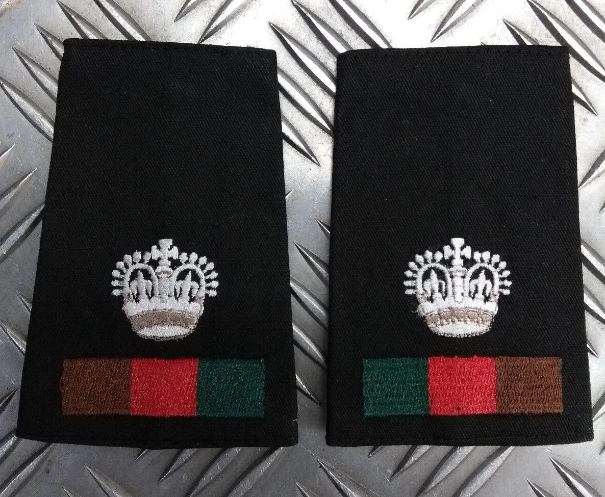 Royal Tank Regiment RTR Black Rank Slides Genuine British, Pairs