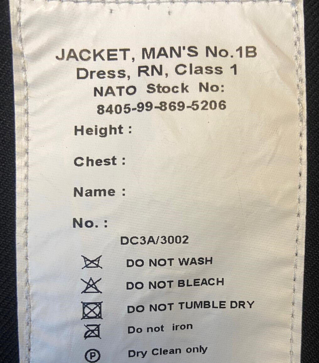 Royal Navy No1B Dress Jacket Petty Officer Fully Buttoned British Naval Mans 108cm Short