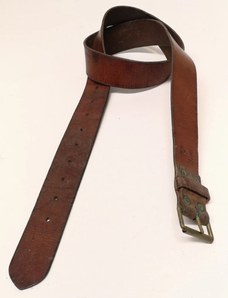 Swedish Army Unique Vintage Brown Leather Trouser Belt - All Sizes Lot2