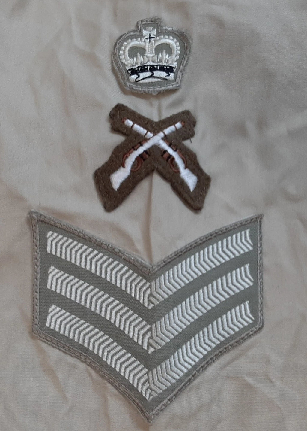 British Army No2 FAD Shirt Long Sleeve Fawn With Assorted Chevrons / Patches / Badges