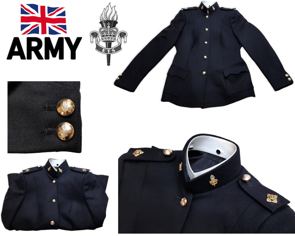 British Army No1 Dress Jacket Blues Female 2nd Lieutenant ETS Buttons Collar Badges & Shoulder Boards Unissued 38in