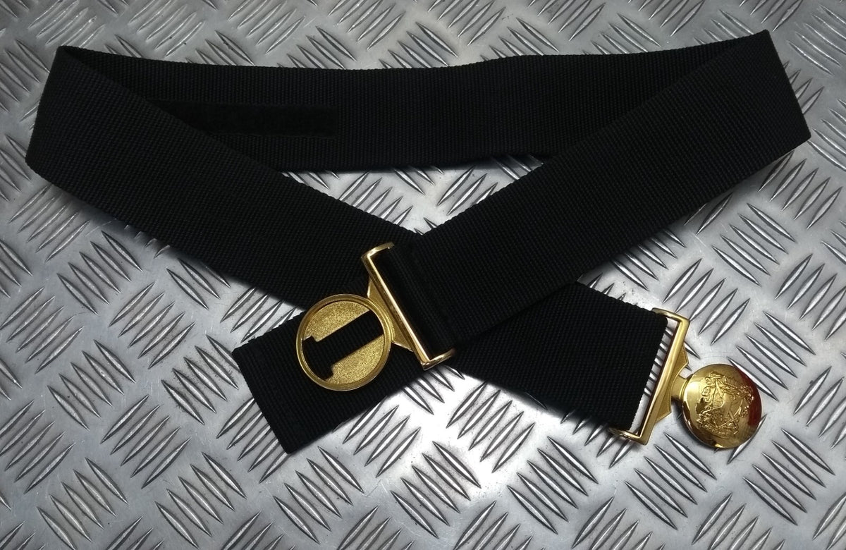 Bahrain National Guard Black Nylon Parade Belt with Obsolete Insignia Buckle British Made Max 42"