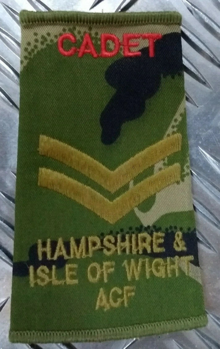 Army Rank Slide Hampshire & Isle of Wight IOW ACF Woodland DPM Camo