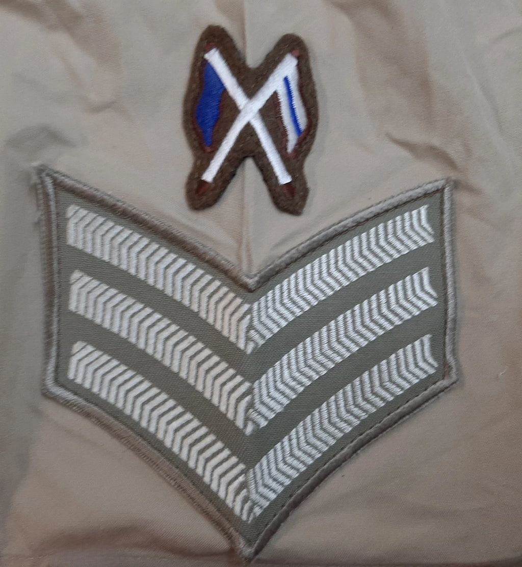 British Army No2 FAD Shirt Long Sleeve Fawn With Assorted Chevrons / Patches / Badges