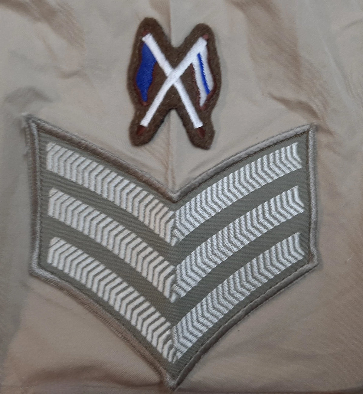 British Army No2 FAD Shirt Long Sleeve Fawn With Assorted Chevrons / Patches / Badges